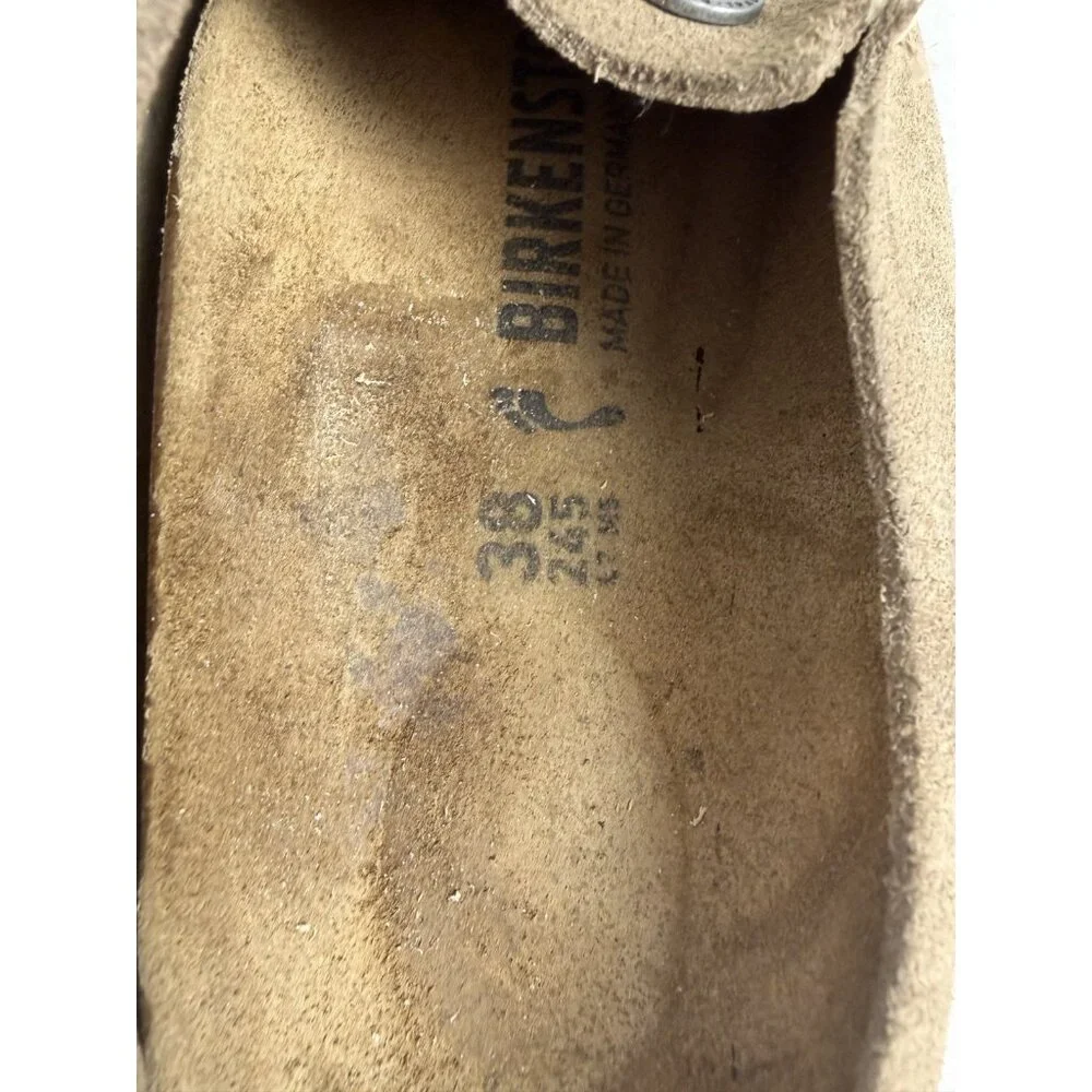 Birkenstock Zermatt Premium Suede Leather Tan Beige Sz 38 7-7.5 Clog Slip On Y2K - Picture 4 of 10